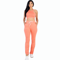 Thumbnail for Breezy Two Piece Cropped Top & Ruched Pants