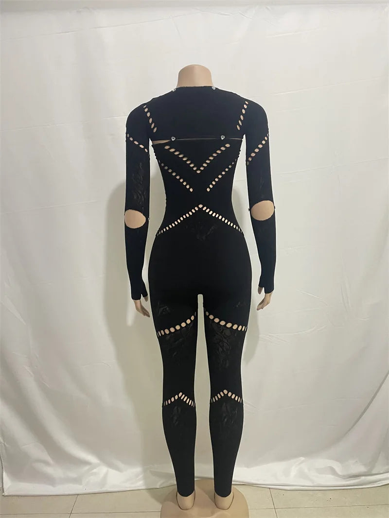 DivaDrip Stretchy Laced Mesh Jumpsuit