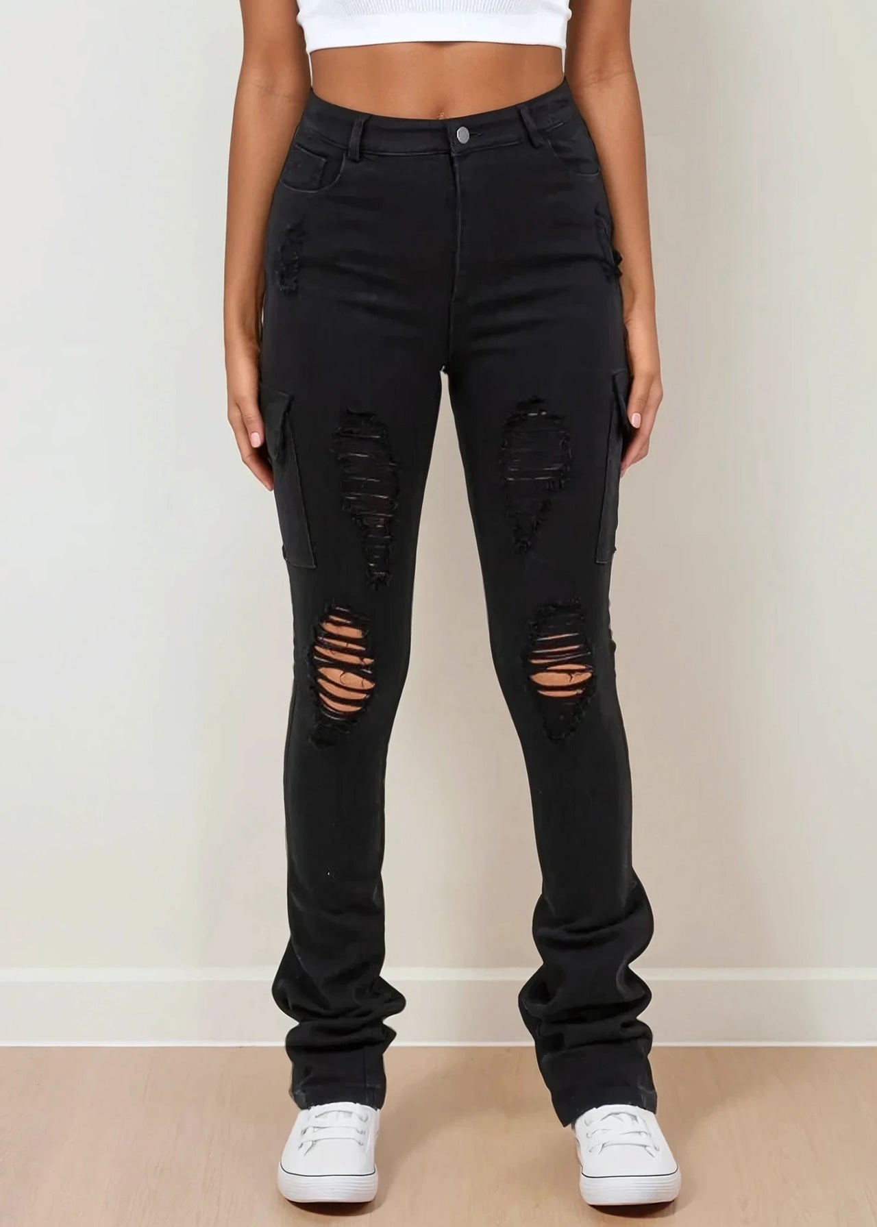 Infinity Stacked Cargo Pants - Pink Seal