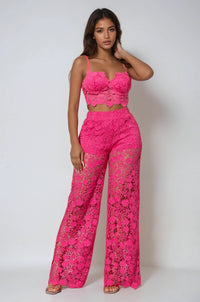 Thumbnail for Delicate yet bold. Sheer non-stretch lace set made from 100% polyester. Power in every layer.