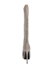 Thumbnail for Nebula Rhinestone Embellished Stiletto Calf Boots