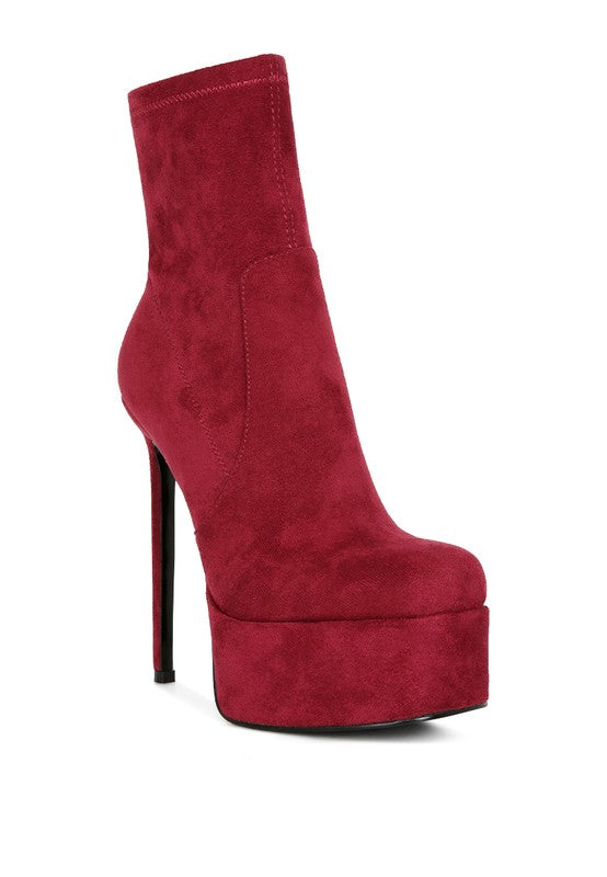 Club Vibes High Heeled Microfiber Ankle Boot