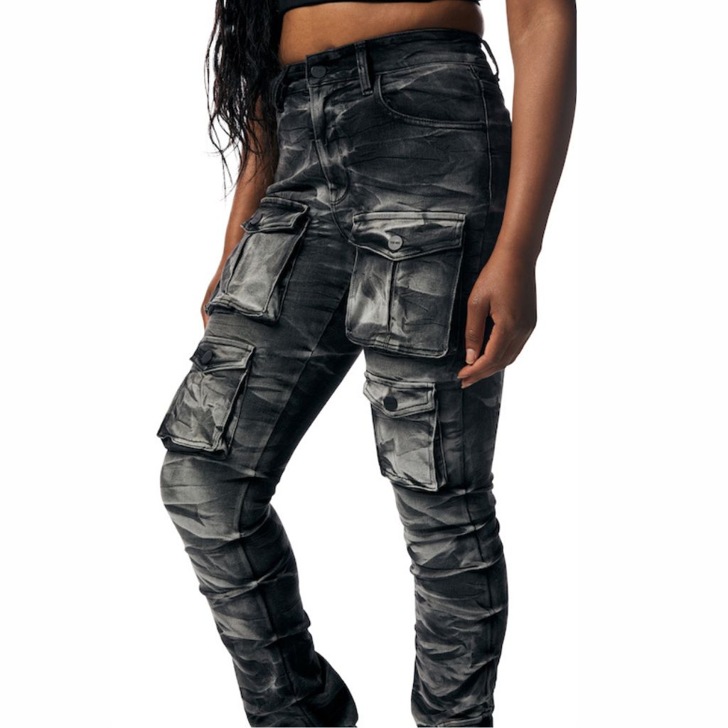 Faux Leather Stacked High Waist Skinny Pants