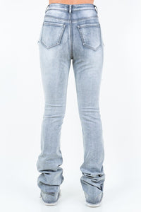 Thumbnail for Stacy Gray Wash Denim Stacked Jeans / Juniors