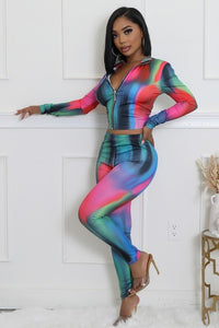 Thumbnail for Punky Multi Color Two Piece Leggings Set