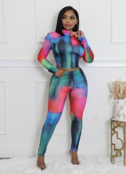 Punky Multi Color Two Piece Leggings Set