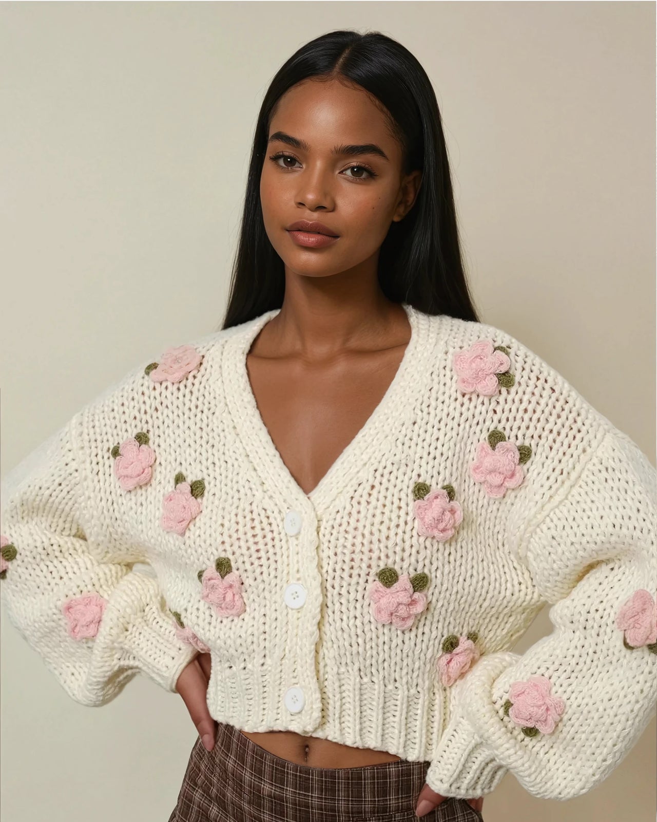 Bloom Babe Cardigan Sweater - Pink Seal  