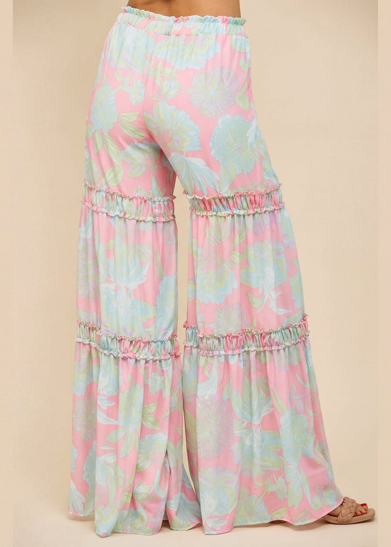 Boheme Floral Print Tiered Palazzo Pants