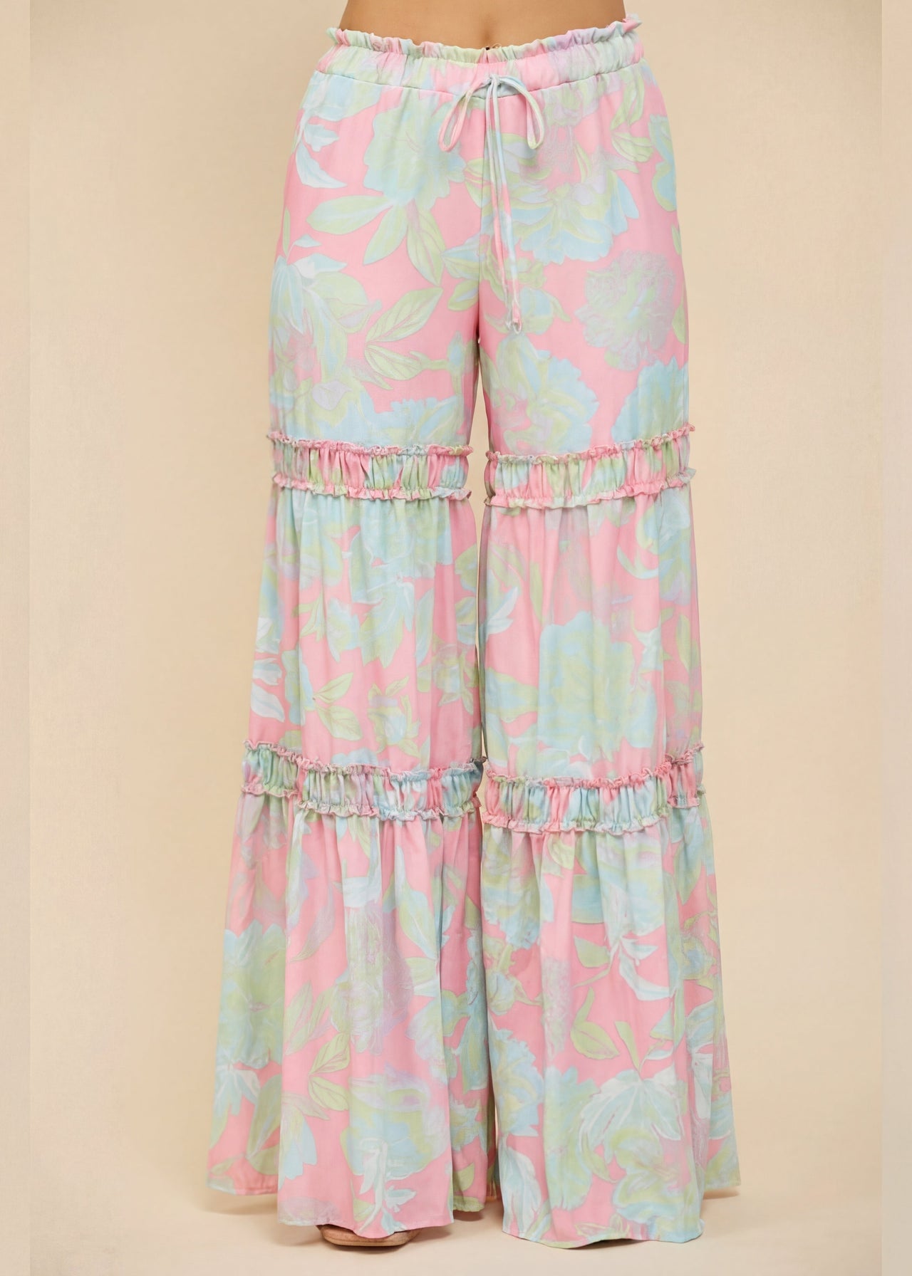 Boheme Floral Print Tiered Palazzo Pants