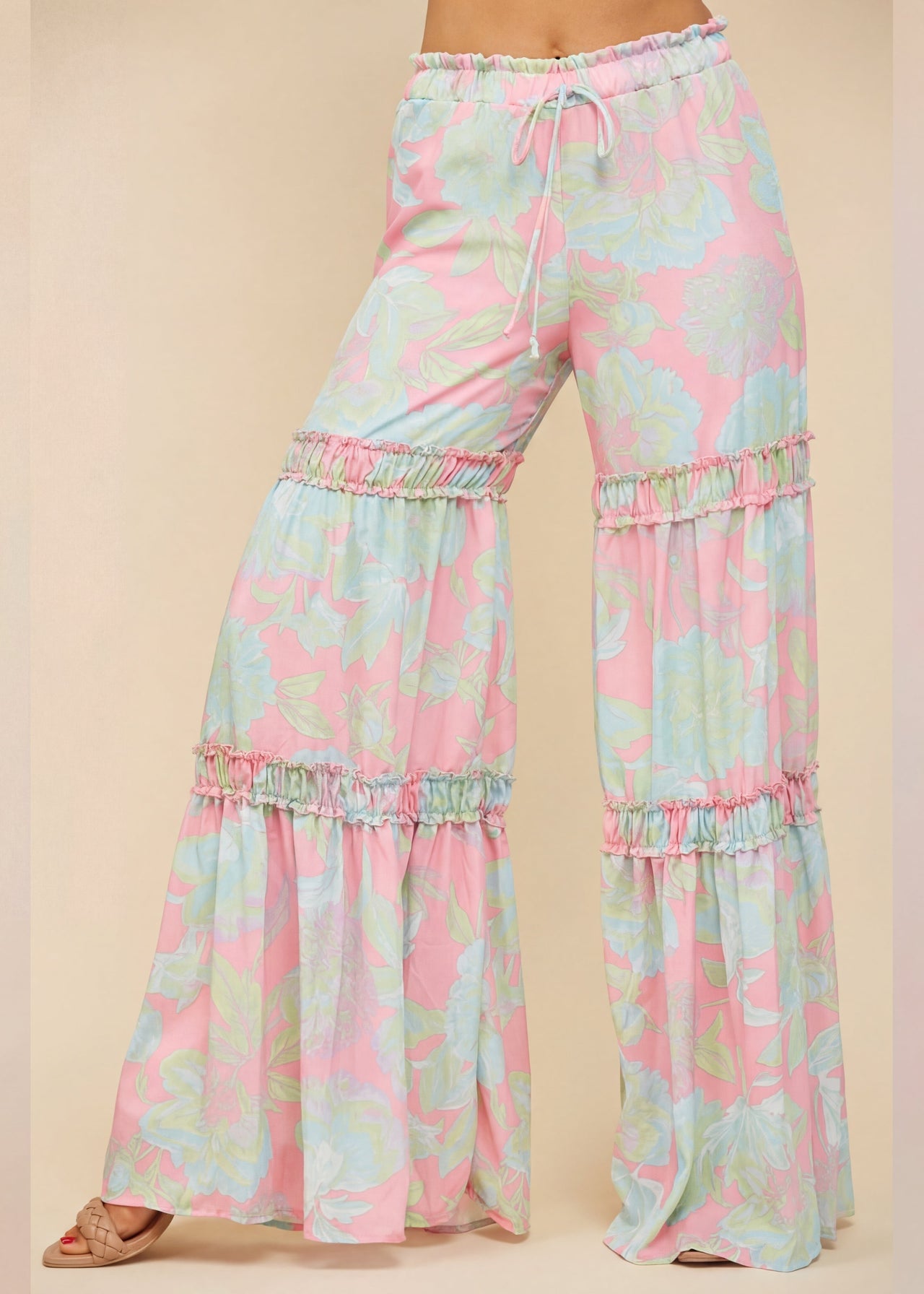 Boheme Floral Print Tiered Palazzo Pants