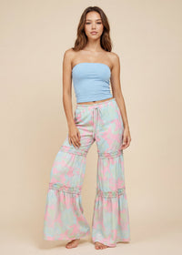 Thumbnail for Boheme Floral Print Tiered Palazzo Pants
