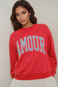 Thumbnail for Chérie Checkered Sweatshirt - Pink Seal  