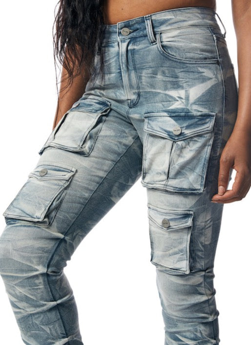 Double Stacked High Waist Skinny Denim Jeans