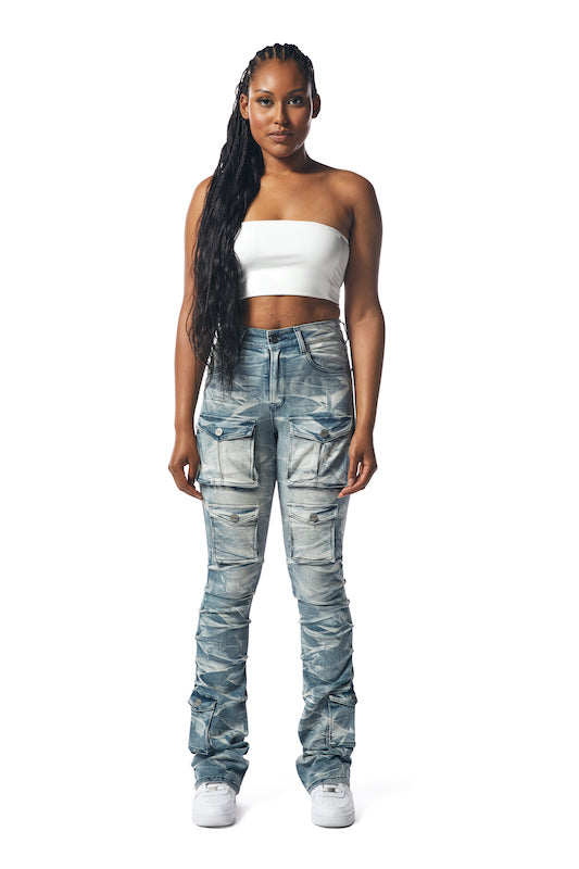 Double Stacked High Waist Skinny Denim Jeans