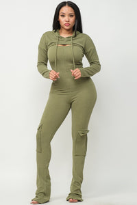 Thumbnail for Double Take Two Piece Hooded Top Jumpsuit Set