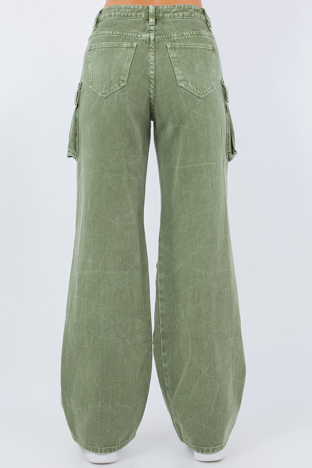 Frosty Green Wide Leg Cargo Pants - Pink Seal  