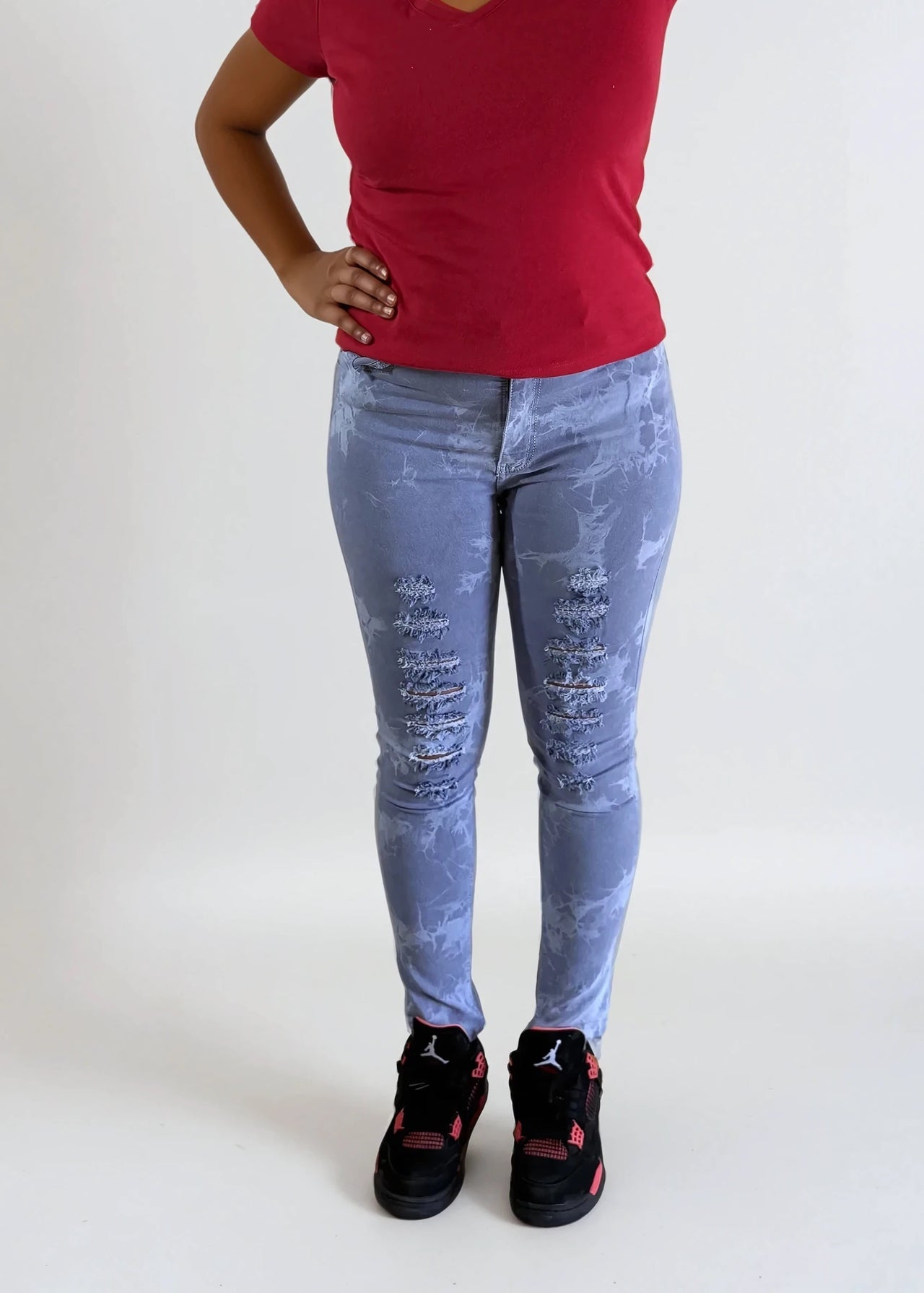 Fierce & Frayed Ripped Jeggings - Pink Seal  