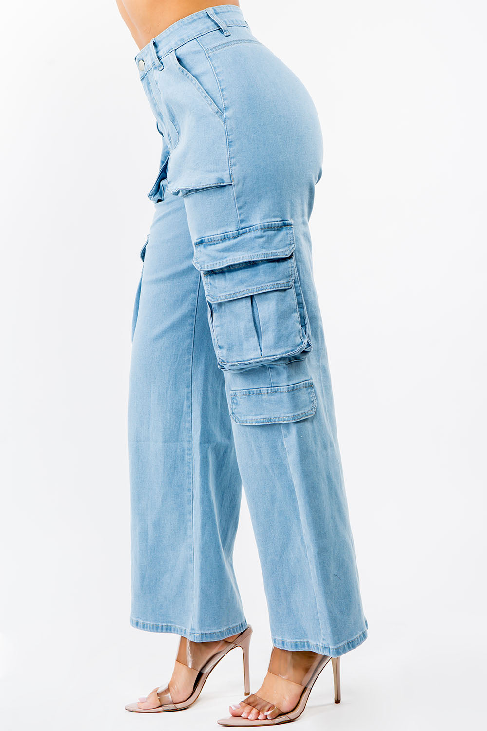 Stylish Y2K-inspired Flared High Waist Jeans for Gen Z wardrobes. Side view.