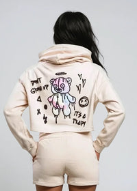 Thumbnail for Forever Young Two Piece Cropped Hoodie & Short Set - Pink Seal  