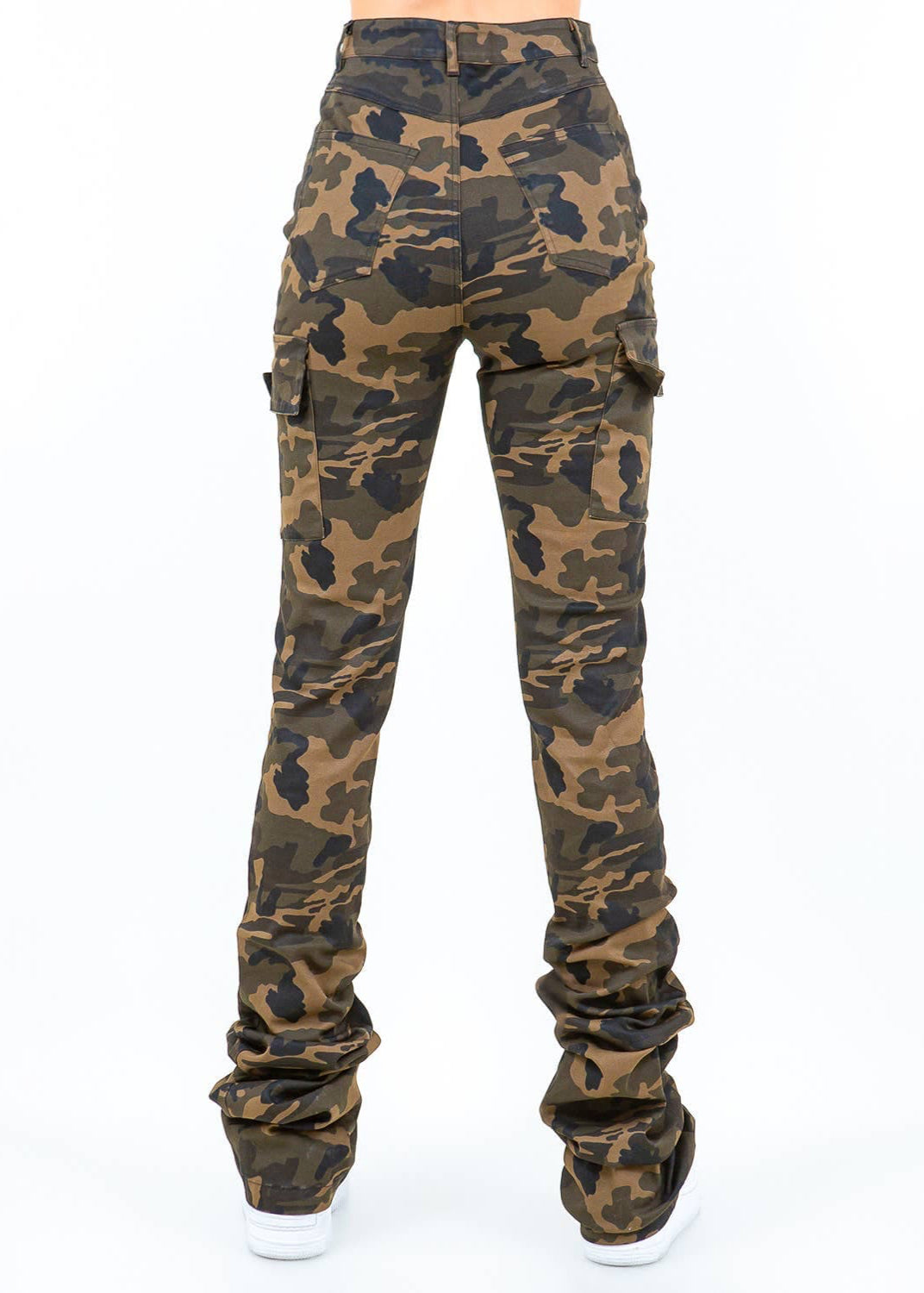 GI Jane Camouflage Ripped Cargo Stacked Pants - Pink Seal  