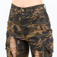 Thumbnail for GI Jane Ripped Cargo Stacked Pants / Juniors