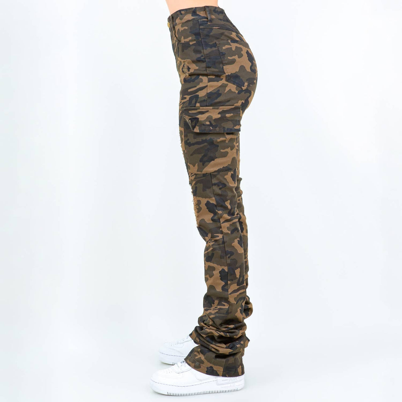 GI Jane Ripped Cargo Stacked Pants / Juniors