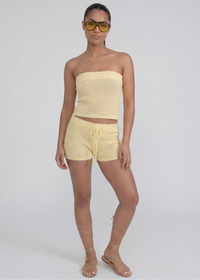 Thumbnail for Crochet bandeau top and shorts set for summer outfit for women