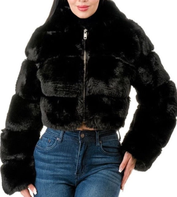 Cuddleme Faux Black Fur Coat