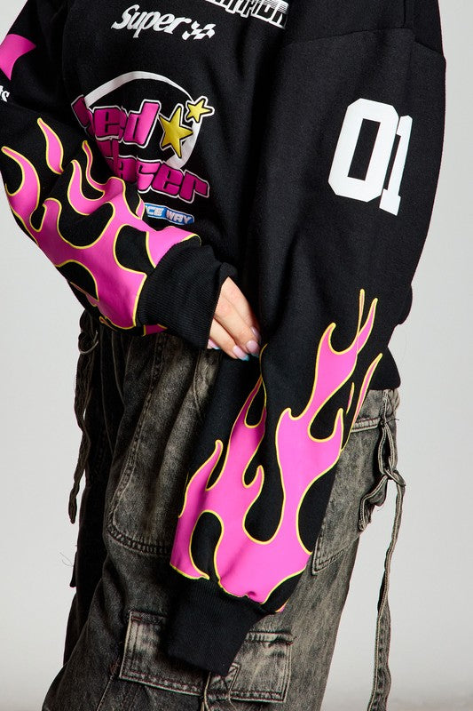 Ignite the Night Black Sweatshirt - Pink Seal  