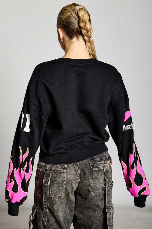 Ignite the Night Black Sweatshirt - Pink Seal  