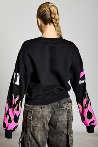 Thumbnail for Ignite the Night Black Sweatshirt - Pink Seal  