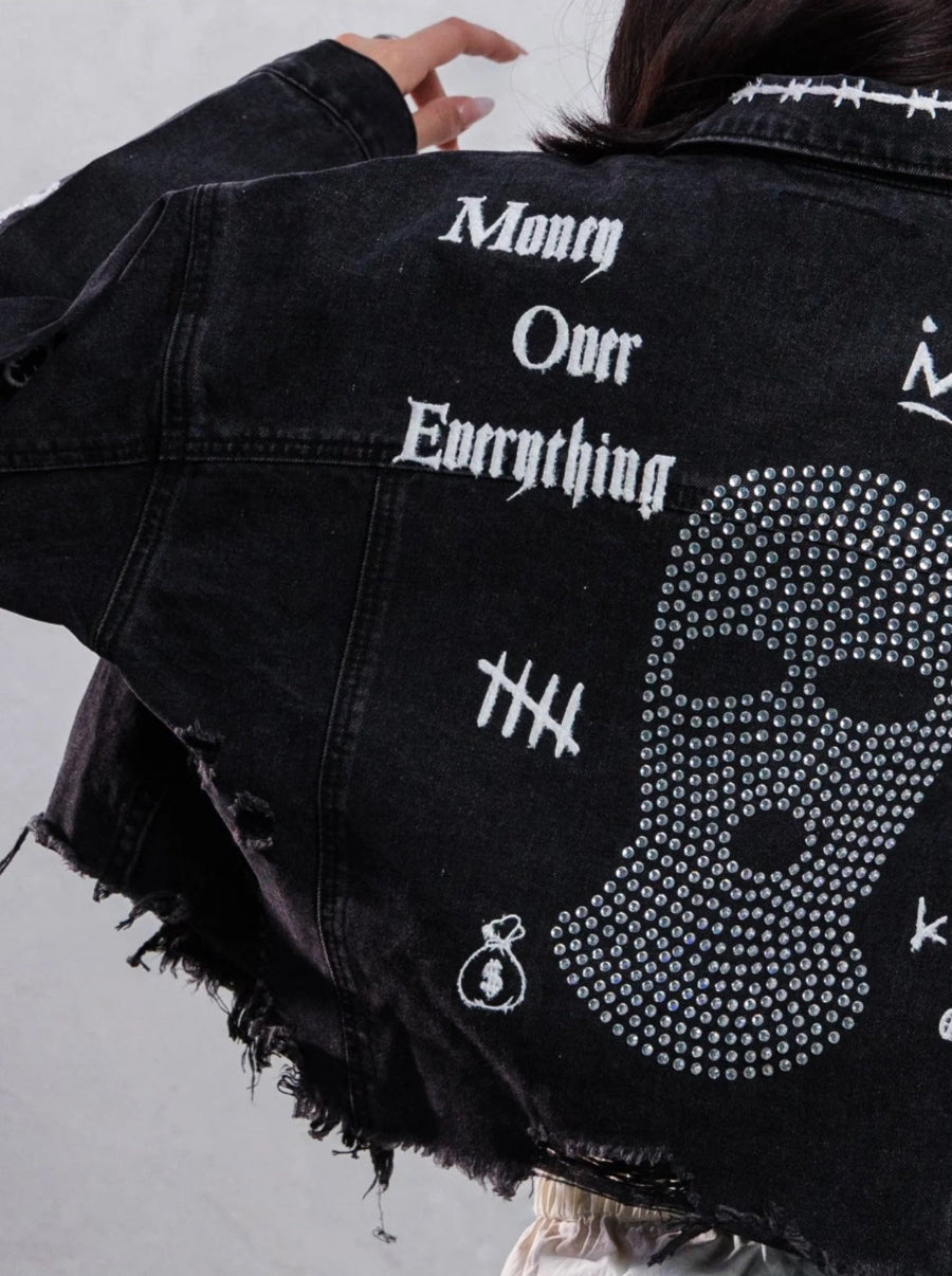 Mask Era Cropped Jean Jacket For Young Women - Pink Seal  
