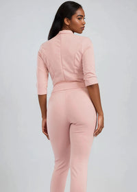 Thumbnail for Chic women’s 2-piece office set with stretch blazer and high waist pants