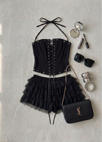 Thumbnail for Dark Romance Polka Dot Lace Shorts