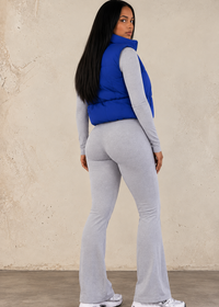 Thumbnail for lady wearing navy blue vest with grey jumpsuit