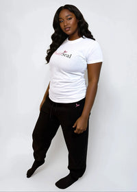 Thumbnail for White cotton “Self Made” fitted tee for confident everyday style.