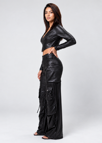 Thumbnail for Lady wearing cargo leather pants