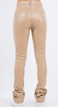 Thumbnail for Faux Leather Stacked High Waist Skinny Pants
