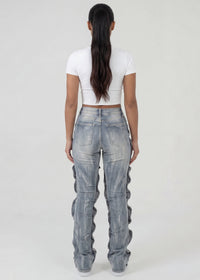 Thumbnail for Pink Seal High Waist bootcut jeans with detachable layered design