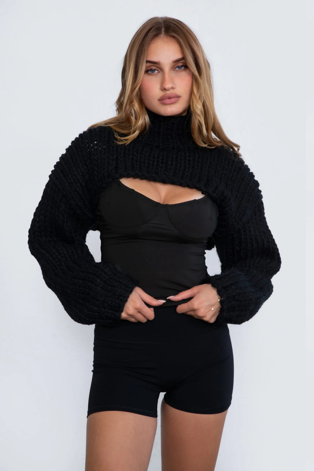 Scarlett’s Heavy Cropped Gauge Sweater Knit Shrug