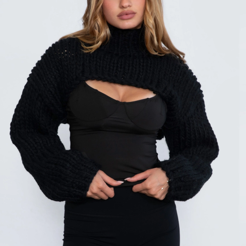 Scarlett’s Heavy Knitted Shrug - Pink Seal  