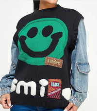 Thumbnail for Smiley Face Loose Knitted Sweater