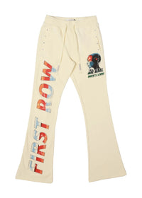 Thumbnail for Beige pants with colorful text and graphic design on a white background