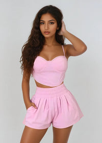 Thumbnail for Sunkissed Flare Short Set - Pink Seal  