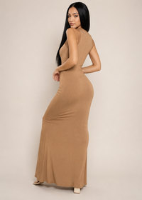 Thumbnail for Sleeveless deep V-neck modal maxi dress for women