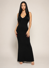Thumbnail for Sleeveless deep V-neck modal maxi dress for women