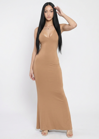 Thumbnail for Sleeveless deep V-neck modal maxi dress for women