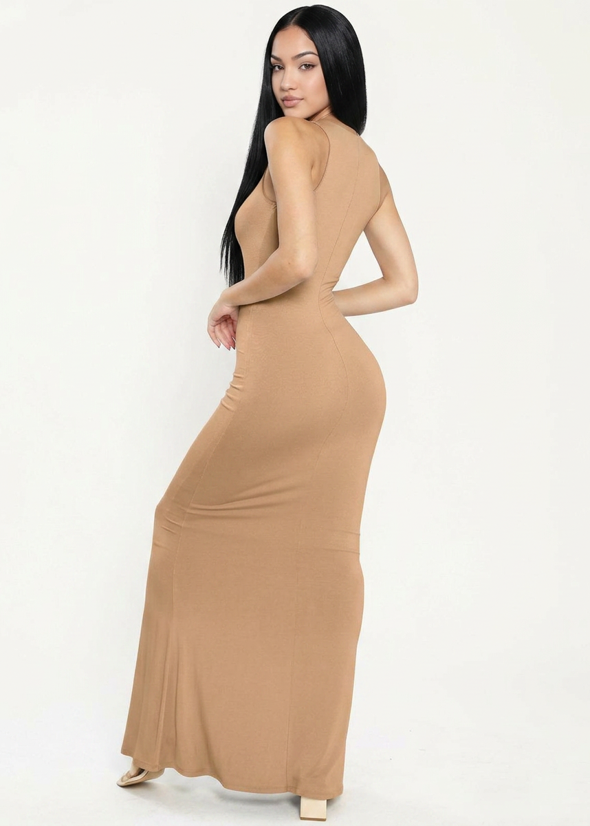 Sleeveless deep V-neck modal maxi dress for women