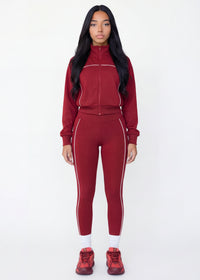Thumbnail for Pink Seal Zip-up windbreaker with high-waisted contrast leggings set.