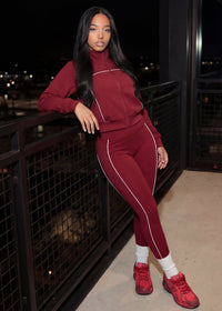 Thumbnail for Pink Seal Zip-up windbreaker with high-waisted contrast leggings set.